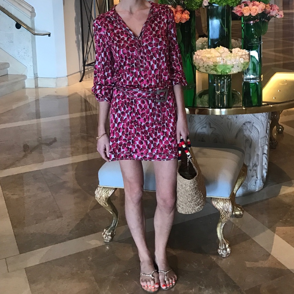 Missoni belted pink patterned dress